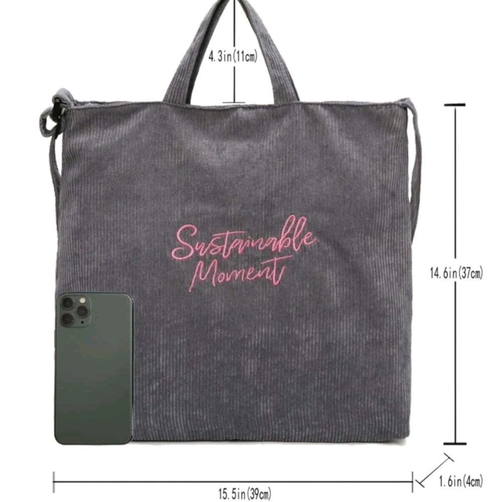 Sustainable Moment Corduroy Tote Shoulder Bag✨️ - Picture 3 of 4